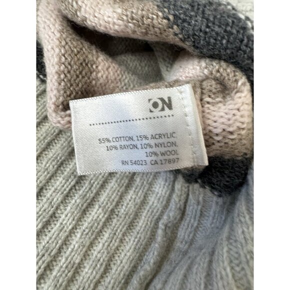 Old Navy Striped Y2K V-Neck Pullover Sweater Medium Retro Knit 09 Cozy Cabincore - Picture 4 of 12